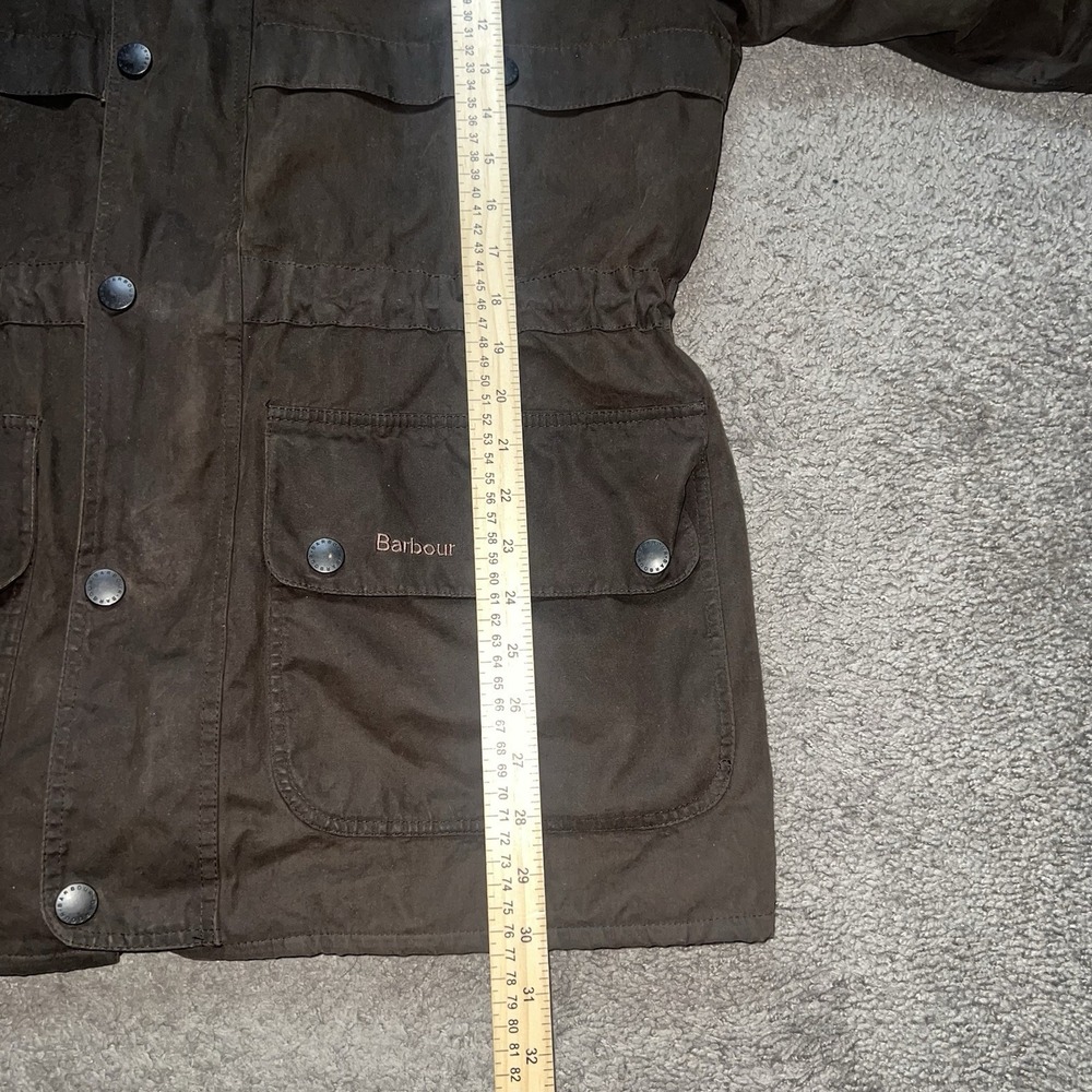 Barbour Sapper Waxed Jacket Mens Large Brown Quilted Coat Corduroy Collar - Picture 3 of 6
